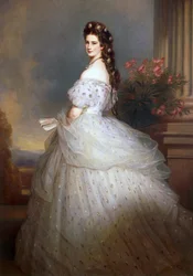 Kejsarinna Elisabeth av Österrike, med diamantstjärnor i håret - Kejsarinna Elisabeth av Österrike med diamantstjärnor i håret, av Winterhalter, Franz Xavier (1805-1873). olja på duk