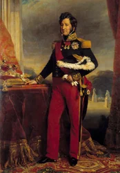 Portrait en pied de Louis Philippe 1er (1773-1850), kung av den franska handen på 1830 års stadga Målning av Franz Xaver Winterhalter (1806-1873) 1839 Sön. 2,6x1,9 m