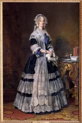Porträtt till fots av Marie Amelie de Bourbon, fransmännens drottning (1782-1866). Målning av Xaver Winterhalter (1806-1873) 1842. Dim. 2,15 x 1,40 m