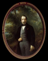 Porträtt till fots av Napoleon III (1808 - 1873). Målning av Francois Xavier (Franz Xaver) Winterhalter (1806-1873), olja på duk 110x140 cm, Ec. Allt.