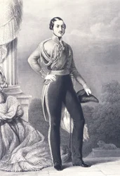 Porträtt av Albert av Saxe-Coburg-Gotha, make till drottning Victoria och prinsgemål av Storbritannien, av Franz Xaver Winterhalter, tryck
