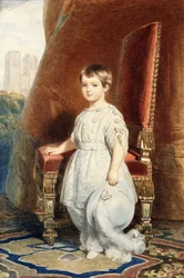 Porträtt av Comte de Paris, som en pojke i en vit kostym, 1842
