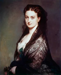Det okända har mantillmålningen av Franz Xavier Winterhalter (1806-1873). 1869. Dim. 0,80 X 0,65 m. Compiegne, slottsmuseum