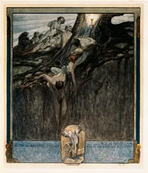 Österrike, Wien, Illustration av Dante Alighieris gudomliga komedi (himlen, sång IV) av Franz von Bayros