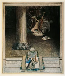 Österrike, Wien, Illustration av Dante Alighieris gudomliga komedi (Helvetet, sång XVIII) av Franz von Bayros