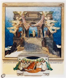 Och ny avkomma stiger ned från himlen, Vers 72, Purgatorio, Canto XXII, Den gudomliga komedin, av Dante Alighieri (1265-1325), illustration av Franz Von Bayros (1866-1924), Wien