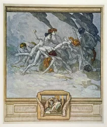 Illustration ur Dantes "Den gudomliga komedin", Inferno, sång XXX: 22, 1921