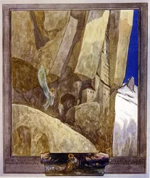 Illustration från Dantes gudomliga komedi, Paradiset, Canto XXI, 1921 (wc på papper)