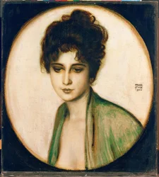 Franz von Stuck, porträtt av fru Feez / målning, 1900