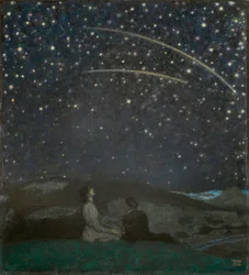 Les etoiles filantes (Franz et Mary von Stuck) - Shooting Stars (Franz och Mary Stuck), av Stuck, Franz, Ritter von (1863-1928). Olja på trä