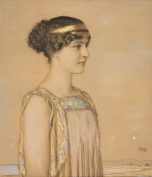 Porträtt av Maria i grekisk kostym, 1910