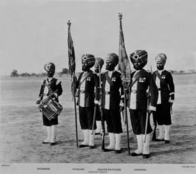 Färgpartiet av det 45:e (Rattrays sikh) regementet av bengaliskt infanteri