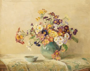 Vårblommor (olja på duk läggs på brädet)
