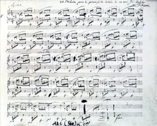 Noter till Prelude 1 för piano av Frederic Chopin (1810 - 1849), polsk kompositör.