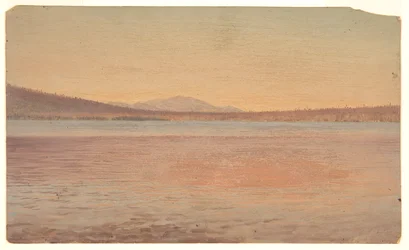 Avlägsen vy av Mounts Katahdin och Traveler Visas från Lake Millinocket