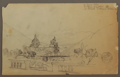 Teckning, En kyrka i Ecuadors bergstrakter, september 1853