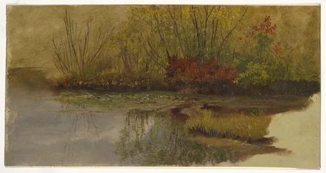 Teckning, Ett hörn av en damm, ca 1860