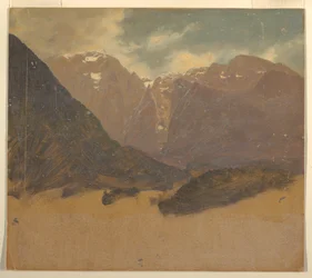 Teckning, Alplandskap (Bayern eller Schweiz), 1868