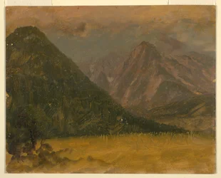 Teckning, Alplandskap, Bayern eller Schweiz, 1868