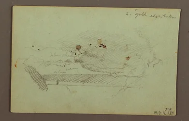 Teckning, American Falls under en molnig himmel, Niagarafloden, möjligen 1856