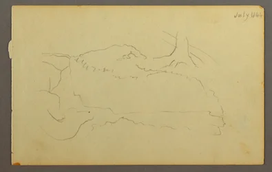 Teckning, Bas av träd, stenblock, 1844