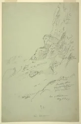 Ritning, Basen av kullen väster om Suk Wadi, Barada, 4 maj 1868