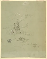 Teckning, Berchtesgaden, Bayern, 3 juli 1868