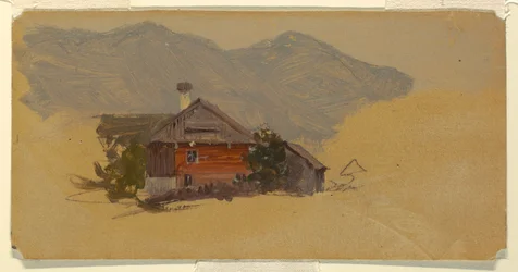 Teckning, Berchtesgaden, bondens hus, 1868