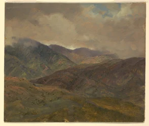 Teckning, Blå kullar och grå moln, Jamaica, maj-augusti 1865