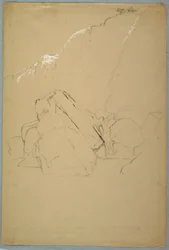 Teckning, stenblock, Kanadensiska banken, 1858