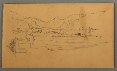Ritning, Breddalen, skjul, St. Gilgen, Österrike, möjligen 1868