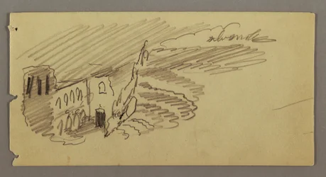Ritning, Byggnad i månsken, möjligen 1869