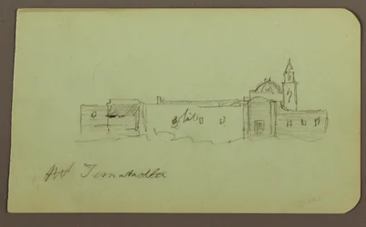 Teckning, kyrka; Averso: Bergslandskap, "Taluca", 1883