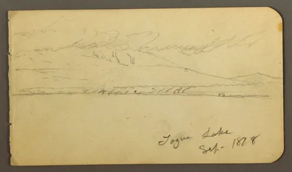 Teckning, molntäckta Mount Katahdin, 1878