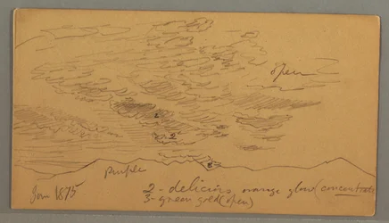 Teckning, Moln över kullar, januari 1875