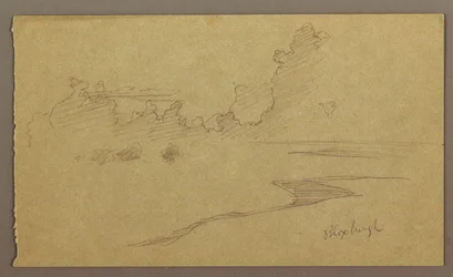 Teckning, Moln och strand, "Bloxburgh", augusti 1865