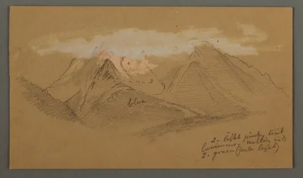 Teckning, Moln över bergstoppar, möjligen 1868