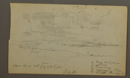 Teckning, Molnig himmel över bergsryggar (Maine), 1860