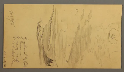 Teckning, Molnig himmel över berg, 19 juli 1866