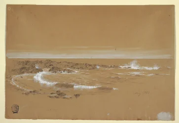 Teckning, Kustlinje, Grand Manan, Kanada, augusti 1851