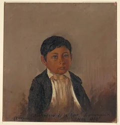 Teckning, Colombia, Barranquilla, porträtt av pojke, maj 1853