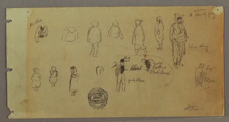 Teckning, Kostym- och figurskisser, möjligen 1869