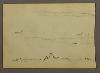 Teckning, Fjärran vy över Peterskyrkan och Vatikanen, Rom, Italien, januari 1869