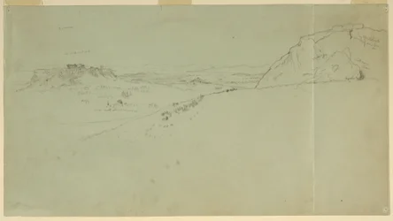 Teckning, Fjärran vy av Akropolis norra sida, 1869