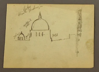 Teckning, Peterskyrkans kupoler (sedda från norr), Rom, Italien, januari 1869