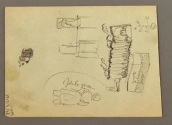 Teckning, Peterskyrkans kupoler (sedda från norr), Rom, Italien, januari 1869