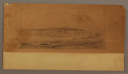 Teckning, Dubbel regnbåge över fallen, Niagarafloden, möjligen 1858