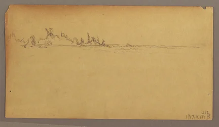 Teckning, Dubbel regnbåge över fallen, Niagarafloden, möjligen 1858