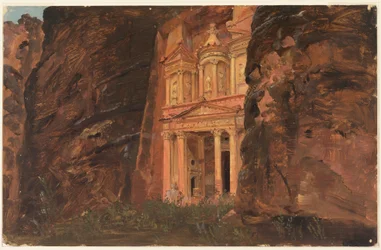 Ritning, El Khasneh, Petra, slutet av februari 1868