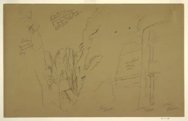 Ritning, El Khasnesh, Petra Jordanien, 26 februari 1868